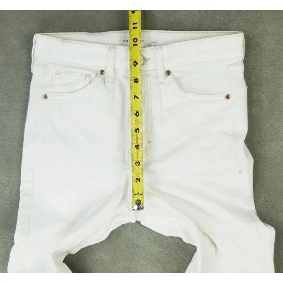Topshop 25X26 Jamie Women's White Denim Jeans Tan Stitch Accent - Picture 3 of 10